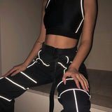 Women's Streetstyle Reflective Patchwork Cargo Pants