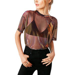 Women See through Sheer Mesh Short Sleeve Top