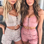 Women 2 Piece Crop top Shorts Set