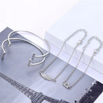 4 Pcs/set Personality Punk Geometric Crystal Feather Chain