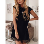 Women's O Neck Lace Short Sleeve Dress