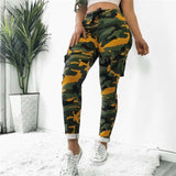 Women's Camo Cargo Casual High Waist Pants