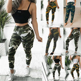 Women's Camo Cargo Casual High Waist Pants